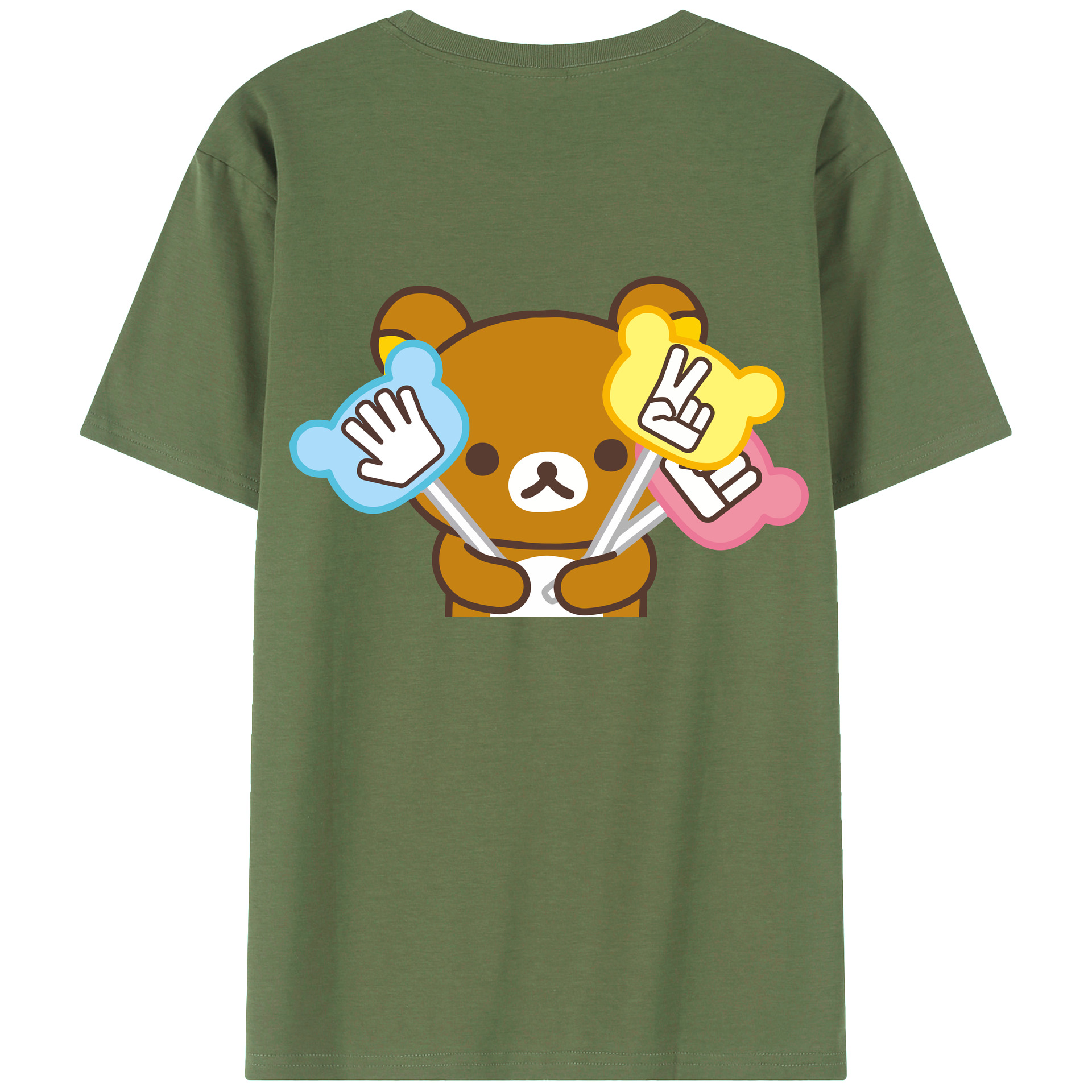 （画像用） リラックマ リラックマ キイロイトリ Rilakkuma Korilakkuma Kiiroitori 綿100％ メンズ半袖Tシャツ（バックプリント） 通気性